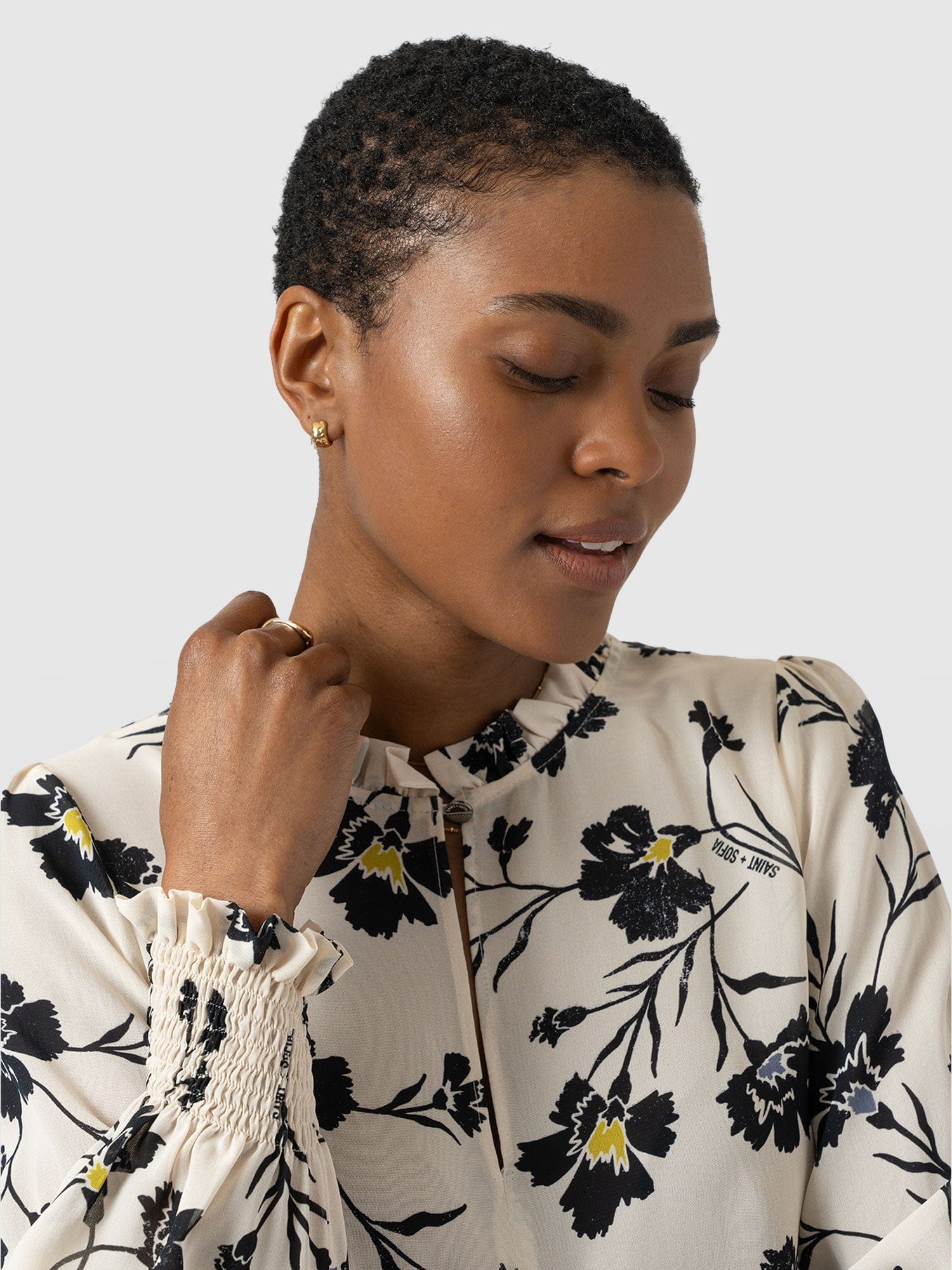 Olivia Blouse - White Spring Floral